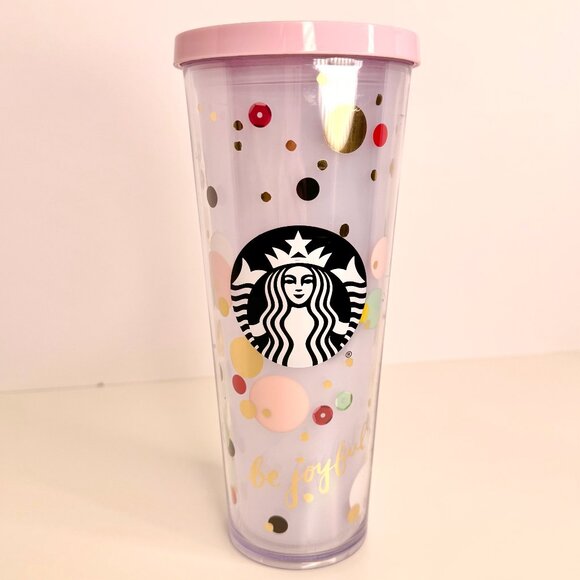 Starbucks "Be Joyful" Polka‎ Dot Holiday Christmas Tumbler Venti Cold Cup 24 oz - Picture 1 of 2